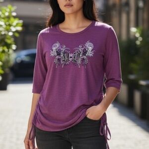 Harley Davidson Purple Ladies’ Top, with Butterfly graphic, size S